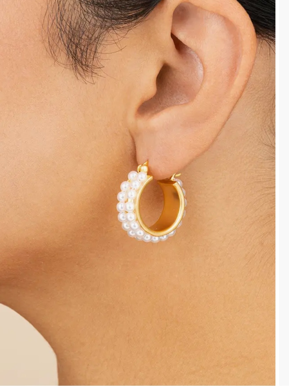 Sterling Forever Regina Double Faux Pearl Hoop Earrings